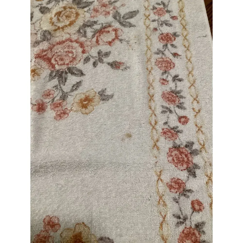 Vntg Cannon Floral & Gold Bow Bath Towel